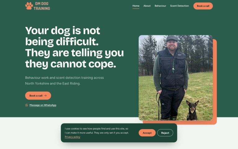 DM Dog Training website by Big Bark Media