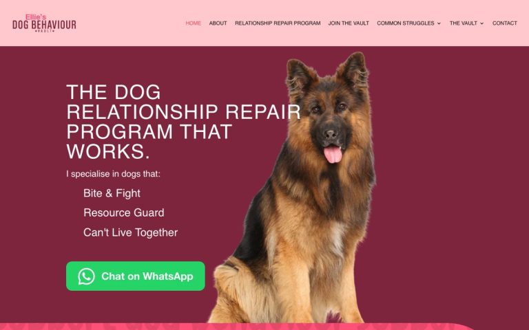 Ellie's Dog Behaviour Vault website by Big Bark Media