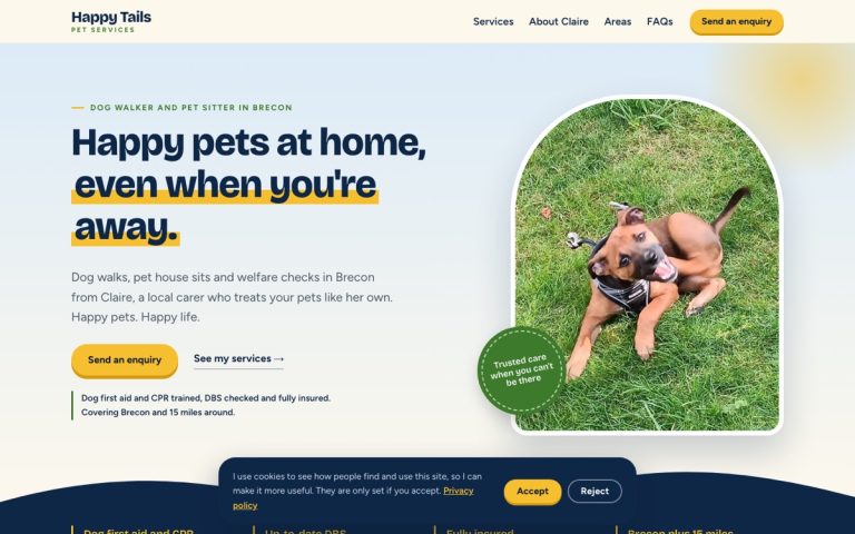 Happy Tails Pet Services website by Big Bark Media