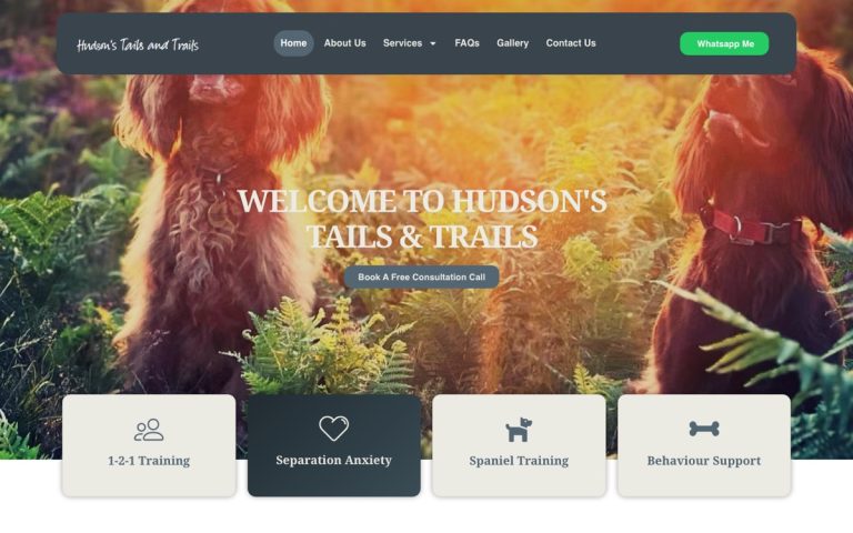 Hudson's Tails & Trails website by Big Bark Media