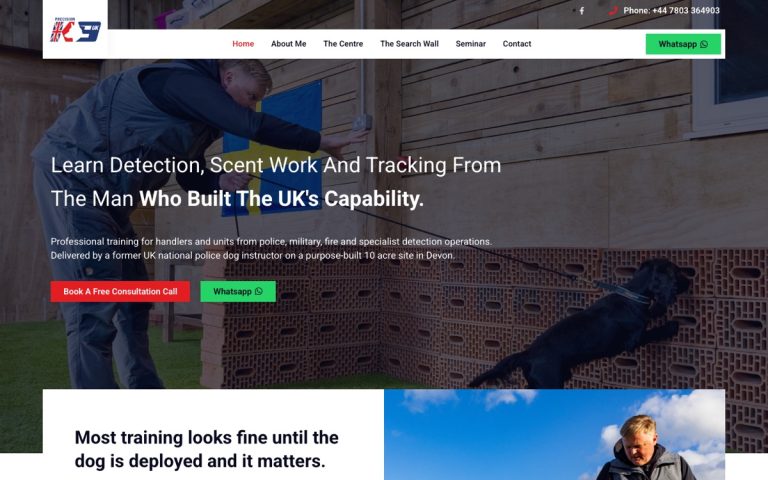Precision K9 UK website by Big Bark Media